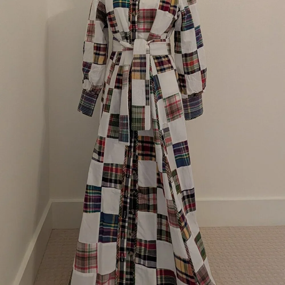 🩷 Sézane Robe Loisa Patchwork Button Up Belted Maxi Dress 🩷 - Picture 6 of 9